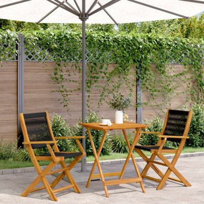 Berkfield 3 Piece Bistro Set Black Polypropylene And Solid Wood - image 1