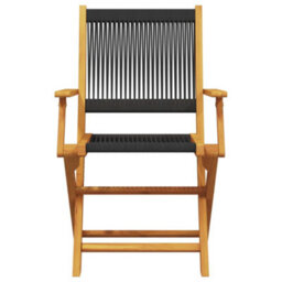 Berkfield 3 Piece Bistro Set Black Polypropylene And Solid Wood - thumbnail 4