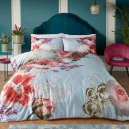 Laurence Llewelyn-Bowen Mayfair Lady Floral 100% Cotton Blue Duvet Cover Set - thumbnail 1