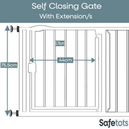Safetots Pressure Fit Self Closing Stair Gate, 139.8Cm - 146.8Cm, Matt Black, Auto Closing Baby Gate, Safety Barrier - thumbnail 3