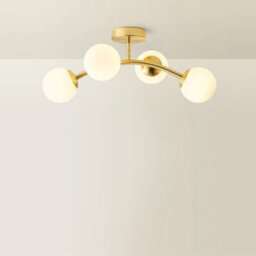 Valuelights Jas Gold 4 Way Ceiling Light With White Frosted Glass Globe Shades - Led Bulbs Included - thumbnail 3