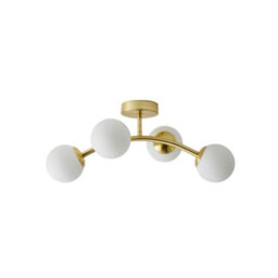 Valuelights Jas Gold 4 Way Ceiling Light With White Frosted Glass Globe Shades - Led Bulbs Included - thumbnail 7