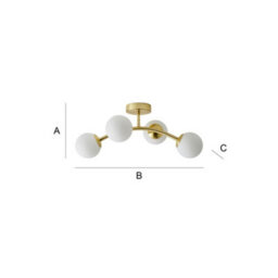 Valuelights Jas Gold 4 Way Ceiling Light With White Frosted Glass Globe Shades - Led Bulbs Included - thumbnail 9