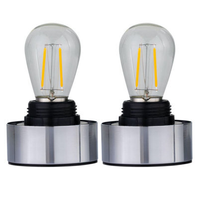 First Choice Lighting Set Of 2 Porter - Chrome Battery Operated Lamp Bases Only - image 1