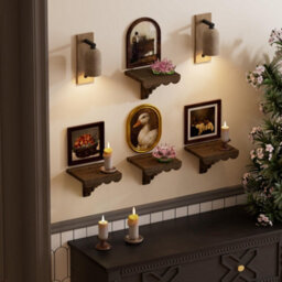Amorly 4Pcs 6.6In Scalloped Wood Wall Shelf Floating Shelf With Wood Brackets, Easy To Install Rustic Wall Shelf For Bedroom, Any Space - thumbnail 6