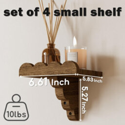 Amorly 4Pcs 6.6In Scalloped Wood Wall Shelf Floating Shelf With Wood Brackets, Easy To Install Rustic Wall Shelf For Bedroom, Any Space - thumbnail 4