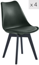 Nordlys Set Of 4 Black Wood And Polypropylene Dining Chairs Modern Design Style Dining Room - thumbnail 2