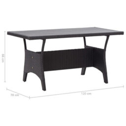 Berkfield Garden Table Black 120X70X66 Cm Poly Rattan - thumbnail 6