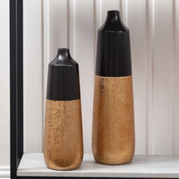 Vanity Living 49Cm Black And Gold Textured Ceramic Vase, Large Decorative Floor Vase For Living Room - thumbnail 5