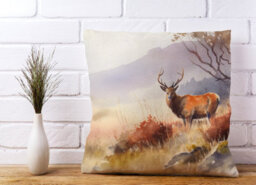 Warren Reed Designer Stag Deer Water Colour Cushions 45Cm X 45Cm - thumbnail 2