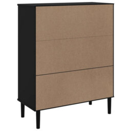 Berkfield Highboard Senja Rattan Look Black 90X40X112 Cm Solid Wood Pine - thumbnail 8