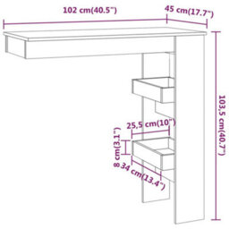 Berkfield Wall Bar Table White 102X45X103.5 Cm Engineered Wood - thumbnail 9