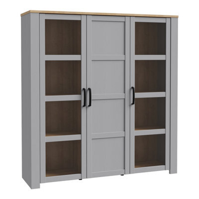 Furniture To Go Bohol Large Display Cabinet Inc. 4X Led Lights In Riviera Oak/grey Oak - image 1