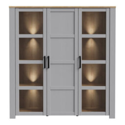 Furniture To Go Bohol Large Display Cabinet Inc. 4X Led Lights In Riviera Oak/grey Oak - thumbnail 4