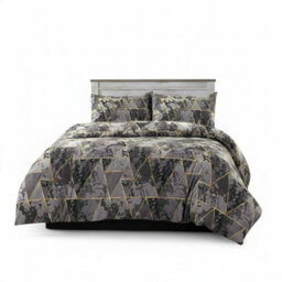 Geometric Triangle Duvet Cover Set Stylish Easy Care Bedding With Pillowcases Grey - thumbnail 2