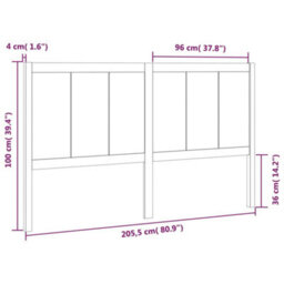 Berkfield Bed Headboard Black 205.5X4X100 Cm Solid Pine Wood - thumbnail 6