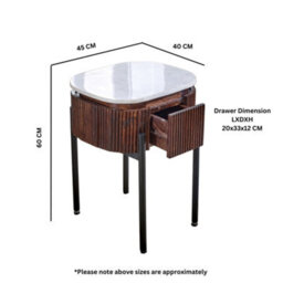 Worcester Ruby Mango Wood Bedside Table With Marble Top & Metal Legs - thumbnail 5