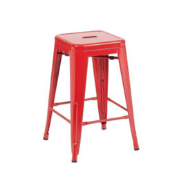 4 Pack Red Gloss Bar Stools Galvanised Steel Foot Rest Pre Assembled - thumbnail 5
