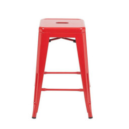 4 Pack Red Gloss Bar Stools Galvanised Steel Foot Rest Pre Assembled - thumbnail 4