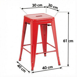 4 Pack Red Gloss Bar Stools Galvanised Steel Foot Rest Pre Assembled - thumbnail 2