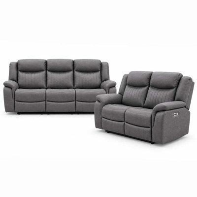 Furnishings For Less UK Lennox Grey Tech Fabric 3 + 2 Sofa Suite With Electric Recliner - image 1