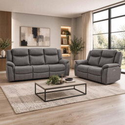 Furnishings For Less UK Lennox Grey Tech Fabric 3 + 2 Sofa Suite With Electric Recliner - thumbnail 6