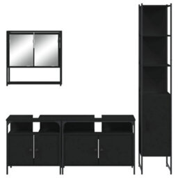 Berkfield 4 Piece Bathroom Furniture Set Black Engineered Wood - thumbnail 6