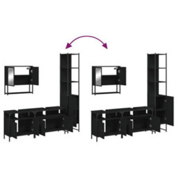 Berkfield 4 Piece Bathroom Furniture Set Black Engineered Wood - thumbnail 9