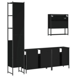 Berkfield 4 Piece Bathroom Furniture Set Black Engineered Wood - thumbnail 8