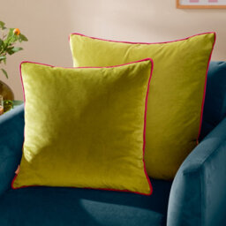 furn. Furn Meridian Velvet Feather Filled Cushion, Lime/hot Pink, 45 X 45Cm - thumbnail 5