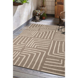 Melrose Eden Patches Taupe Stripes Indoor Outdoor Medium Area Rug 3mm Pile Height - 120/170Cm - thumbnail 4