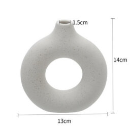 Living And Home White Nordic Style Round Ceramic Vase Home Decor 13X14Cm - thumbnail 5