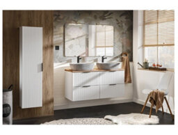 Impact Furniture Tall Bathroom Cabinet Wall Storage Unit White Ribbed Fluted Textured Modern Floating Tallboy Shelving Adel - thumbnail 8