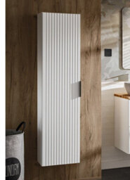 Impact Furniture Tall Bathroom Cabinet Wall Storage Unit White Ribbed Fluted Textured Modern Floating Tallboy Shelving Adel - thumbnail 2