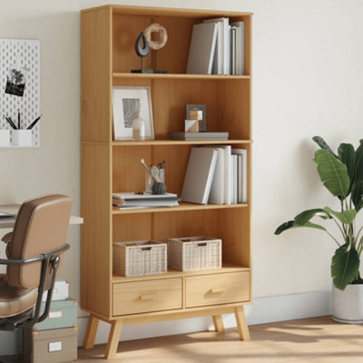 Berkfield Bookcase 4-Tier Olden Brown Solid Wood Pine - image 1
