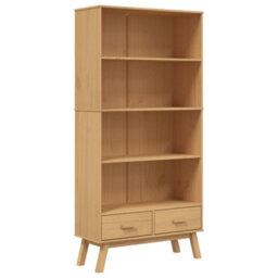 Berkfield Bookcase 4-Tier Olden Brown Solid Wood Pine - thumbnail 2