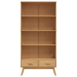 Berkfield Bookcase 4-Tier Olden Brown Solid Wood Pine - thumbnail 7