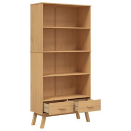Berkfield Bookcase 4-Tier Olden Brown Solid Wood Pine - thumbnail 6