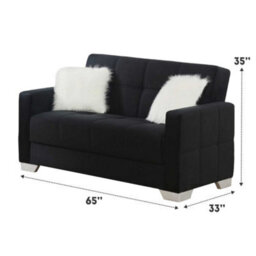 Mihomeuk Ontario Black Velvet 2 Seater Sofa Bed - thumbnail 3