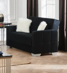 Mihomeuk Ontario Black Velvet 2 Seater Sofa Bed