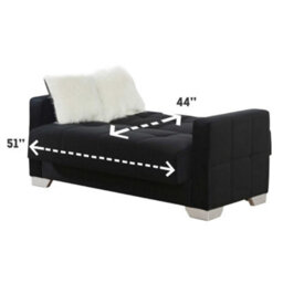 Mihomeuk Ontario Black Velvet 2 Seater Sofa Bed - thumbnail 5