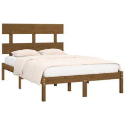 Berkfield Bed Frame Honey Brown Solid Wood 200X200 Cm - thumbnail 3