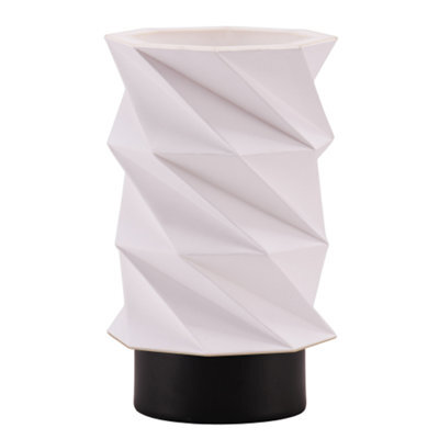 Happy Homewares Modern Unique Matte Black Table Lamp With Foldable White Geometric Shade - image 1