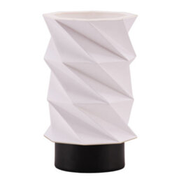 Happy Homewares Modern Unique Matte Black Table Lamp With Foldable White Geometric Shade - thumbnail 1