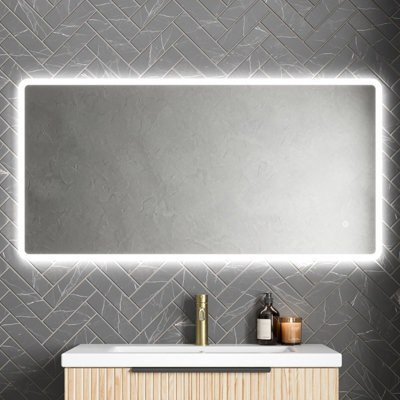 Affine Rectangle Led Bathroom Mirror Large Backlit Touch Demister Pad Mains 600X1200mm - image 1