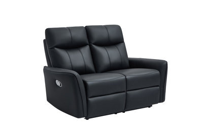 UK Leisure World Black Bonded Recliner Leather Sofa Set Suites Settee Armchair Two Seater Twin 2 Seater - image 1