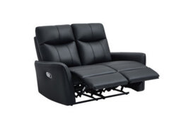 UK Leisure World Black Bonded Recliner Leather Sofa Set Suites Settee Armchair Two Seater Twin 2 Seater - thumbnail 2