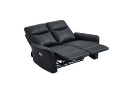 UK Leisure World Black Bonded Recliner Leather Sofa Set Suites Settee Armchair Two Seater Twin 2 Seater - thumbnail 3
