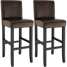 Tectake Bar Stools With A Padded Backrest And Faux Leather Cover - Brown, Set Of 2