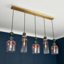 Litecraft Visconte Vietri Brass 5 Light Diner Pendant Bar - thumbnail 1